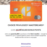 Get 60K Choice Privileges Points: No Annual Fee with New Card!